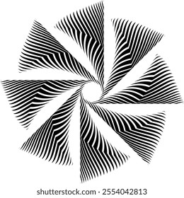 Abstract psychedelic stripes for digital wallpaper design. Vortex form. Trendy texture. Monochrome design.Black and white. Geometry curve lines pattern. Futuristic concept