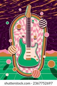 Resumen Estilo Psicodélico Guitarra Gémetric Background Poster