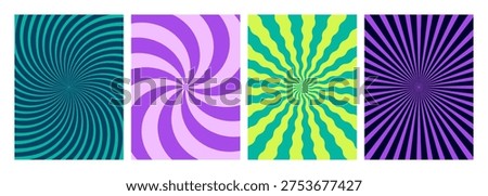 Abstract Psychedelic Swirl Rays Pattern. Groovy Spiral Vector Background. Color Funky Radial Geometric Texture. Twirl Sunburst Wavy Lines