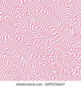 Abstract psychedelic swirling pink lines pattern in vibrant white background