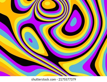 Resumen del fondo trippy psicodélico en colores de neón ácidos brillantes. El estilo retro lava de los años 70.