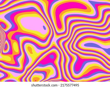 Abstract psychedelic trippy background in bright acidic neon colors. The 70s retro lava style.