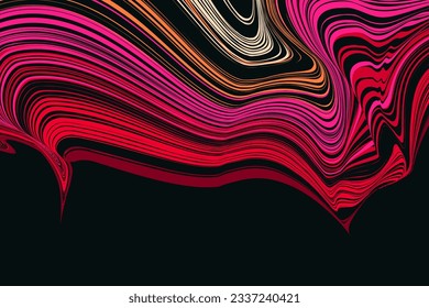 Abstract Psychedelic Twisting with Red, Pink, Orange Colors. 3d Trendy Retro Style art 60s, 70s of Hippy Illusion. Background Patterns for Social Media Posts, Mobile Apps, Cards, Invitations, Banners.