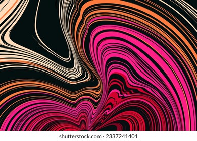 Resumen de Twisting psicodélico con colores rojo, rosa y naranja. 3d Arte retro de moda de los años 60, 70 de Ilusión Hippy. Patrones de fondo para publicaciones en medios sociales, aplicaciones móviles, tarjetas, invitaciones, carteles.