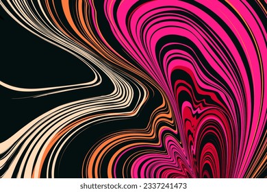 Abstract Psychedelic Twisting with Red, Pink, Orange Colors. 3d Trendy Retro Style art 60s, 70s of Hippy Illusion. Background Patterns for Social Media Posts, Mobile Apps, Cards, Invitations, Banners.
