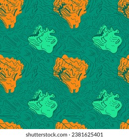Abstract psychedelic unique seamless artwork with wave characters