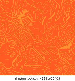 Abstract psychedelic unique seamless artwork with wave characters