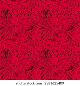 Abstract psychedelic unique seamless artwork with wave characters