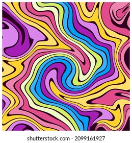 An abstract psychedelic wavy background. vivid, abstract and colorful psychedelic background made in old-school style.