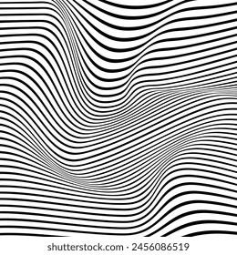 Abstract Psychedelic wavy lines.marble texture, vector marbling black and white,  wallpaper graphic design.liquid marble Pattern for creating artworks and prints, wallpaper.