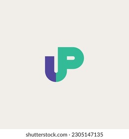 Abstract UP PU letter logo design. Flat vector logo design template element.