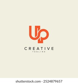 Diseño Abstractas del logotipo del estilo del monograma moderno de la letra de la PU. Plantilla inicial del Vector.