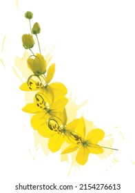 Abstrakt von Pudding Pine oder Goldener Dusche auf weichgelbem, breitem Hintergrund. (Wissenschaftliche Bezeichnung Cassia fistula)