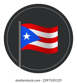 Abstract Puerto Rico Flag Flat Icon in Circle Isolated on White Background
