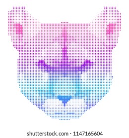 Abstract puma head isolated on white. Graphic animal portrait for birthday card, modern party invitation, wallpaper, shop sale advertising, workshop, t-shirt, bag print, poster.