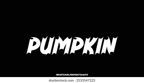 Abstract Pumpkin Dark Lettering tattoo vector type font. Grunge style type font with Gothic Pank Rock and Dark Rock signs and symbols. Scary tattoo font 00s concept. Rock n Roll style lettering

