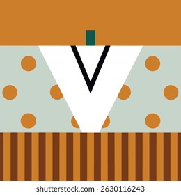 Diseño Abstractas de calabaza con colores naranja, verde, blanco y marrón en una ilustración de estilo geométrico