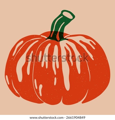 Abstract pumpkin. Traditional Halloween vegetable risograph effect, thanksgiving festival decoration, organic farm food and agriculture product flat style. Vector isolated illustration.