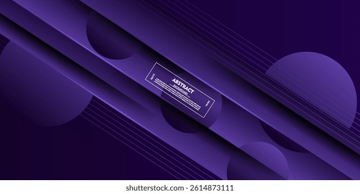 Abstract purple 3D background with overlapping geometric shapes with rectangle and circle pattern. Vector Eps10