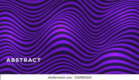 Abstract purple 3D wavy lines background 