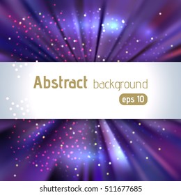 Abstract purple artistic background with place for text. Color rays of light. Original sparkle design 