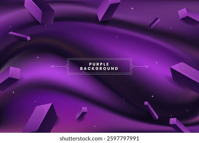 Abstract purple background with 3D geometric shapes; suitable for presentations, web design, graphic design, and modern artistic projects