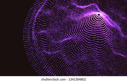 Abstract purple  background 3d net with dots.