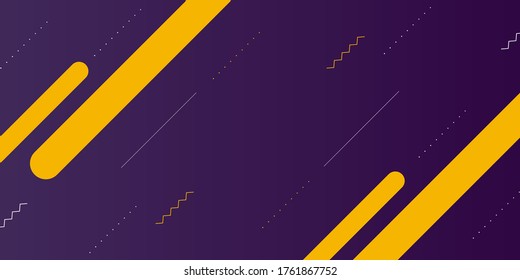 Resumen de fondo morado para banner con líneas geométricas amarillas.Diseño moderno vectorial con un efecto de gradiente mínimo.
