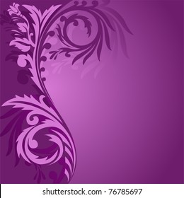 abstract purple background with a beautiful ornament to the left
