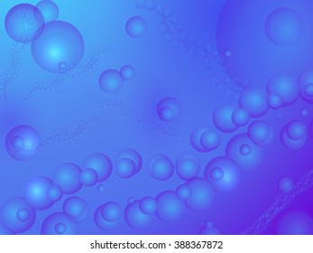 Abstract purple background with blue spheres, vector illustration
