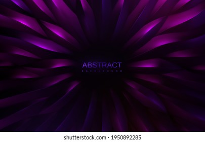 Abstract purple background. Concentric scale shapes backdrop. Vector 3d illustration. Organic radial pattern