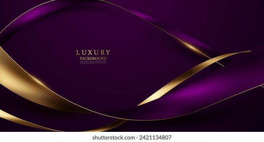 Abstract purple background design with luxurious gold color. Vector illustration