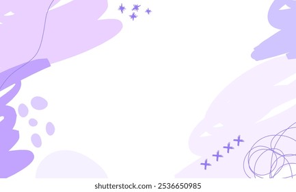 Plano de fundo roxo abstrato de formas de rabiscar, linhas no plano de fundo com espaço em branco no centro para texto. Fundo ondulado minimalista.