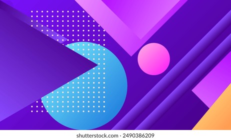 ABSTRACT PURPLE BACKGROUND ELEGANT GRADIENT SMOOTH LIQUID COLORFUL DESIGN WITH GEOMETRIC TRIANGLE CIRCLE SHAPES VECTOR TEMPLATE GOOD FOR MODERN WEBSITE, WALLPAPER, COVER DESIGN 