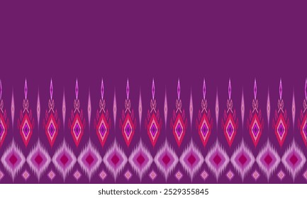 Abstract purple background. Ethnic ikat fabric pattern. Seamless stripes in Aztec tribal style. Design for background, wallpaper, vector illustration, fabric, clothing.