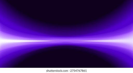 Abstract purple background featuring a glowing horizontal white light beam. Smooth violet gradient suitable for futuristic, technology, or sci-fi concepts. Dark edges create a tunnel effect