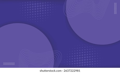 Abstract purple background featuring halftone circles and wavy lines. Ideal for modern and clean design.