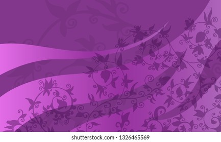 Abstract purple background with floral pattern. Vector backdrop illustration