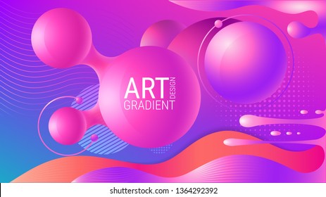 Abstract purple background. Geometric figures. Ultraviolet. Soft gradient tones. Colorful geometric pattern. Fashionable colors. Luminous translucent spheres. Image for web, music festival.
