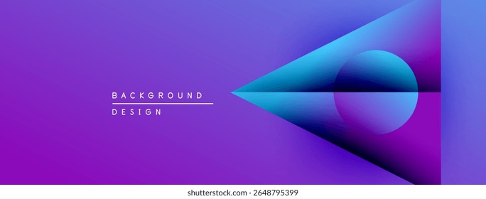 Abstract purple background. Geometric shapes overlap creating dynamic visual effect. Modern design elements present. Smooth gradients dominate composition.