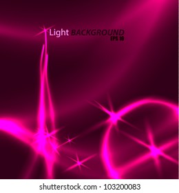 Abstract purple background with glowing lines and stars