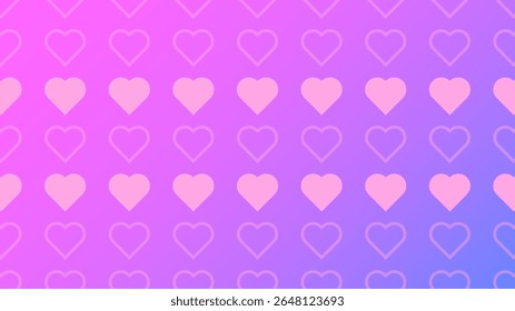 Abstract purple background with heart pattern horizontal