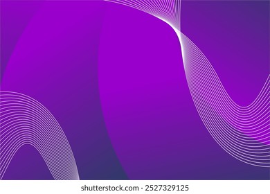 Abstrakte violette Hintergrundgrafik mit elegant geschwungenen weißen Linien, die einen futuristischen und dynamischen Look. Perfekt für Grafikdesign und visuelle Präsentationen.