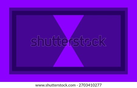 Abstract Purple Background with Layered Geometric Rectangle Frame and Central Hourglass Shape