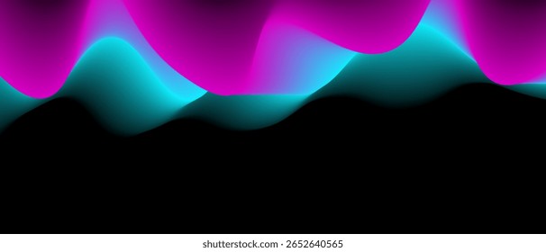 Abstract purple background with light blue and magenta gradient and waves isolated on a black background. Vector illustration of background.	