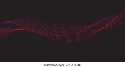 Fundo roxo abstrato com luz azul e magenta gradiente e ondas. Ilustração vetorial do fundo.