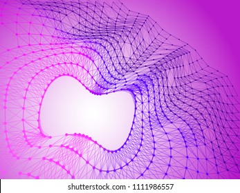 Abstract purple background with lines and dots. Vector illustration.