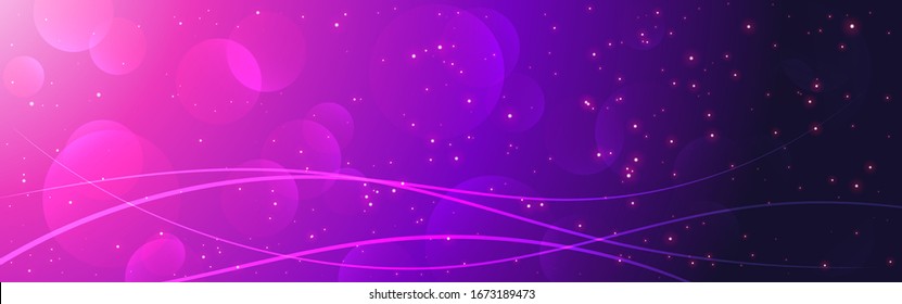 Abstract Purple Background With Magic Bokeh, Dark Purple Vector Blurred Background With Glow