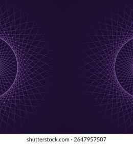 Fundo roxo abstrato com padrões de linha espelhados e intrincados formando formas de túnel