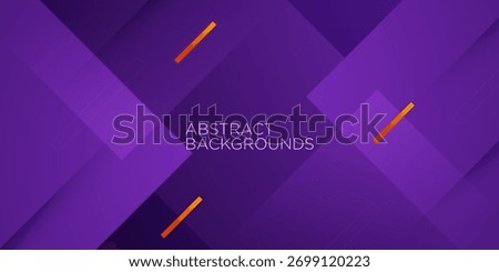 Abstract purple background with overlap square shapes pattern design. Orange lines pattern element concept. Trendy banner background. Eps10 vector